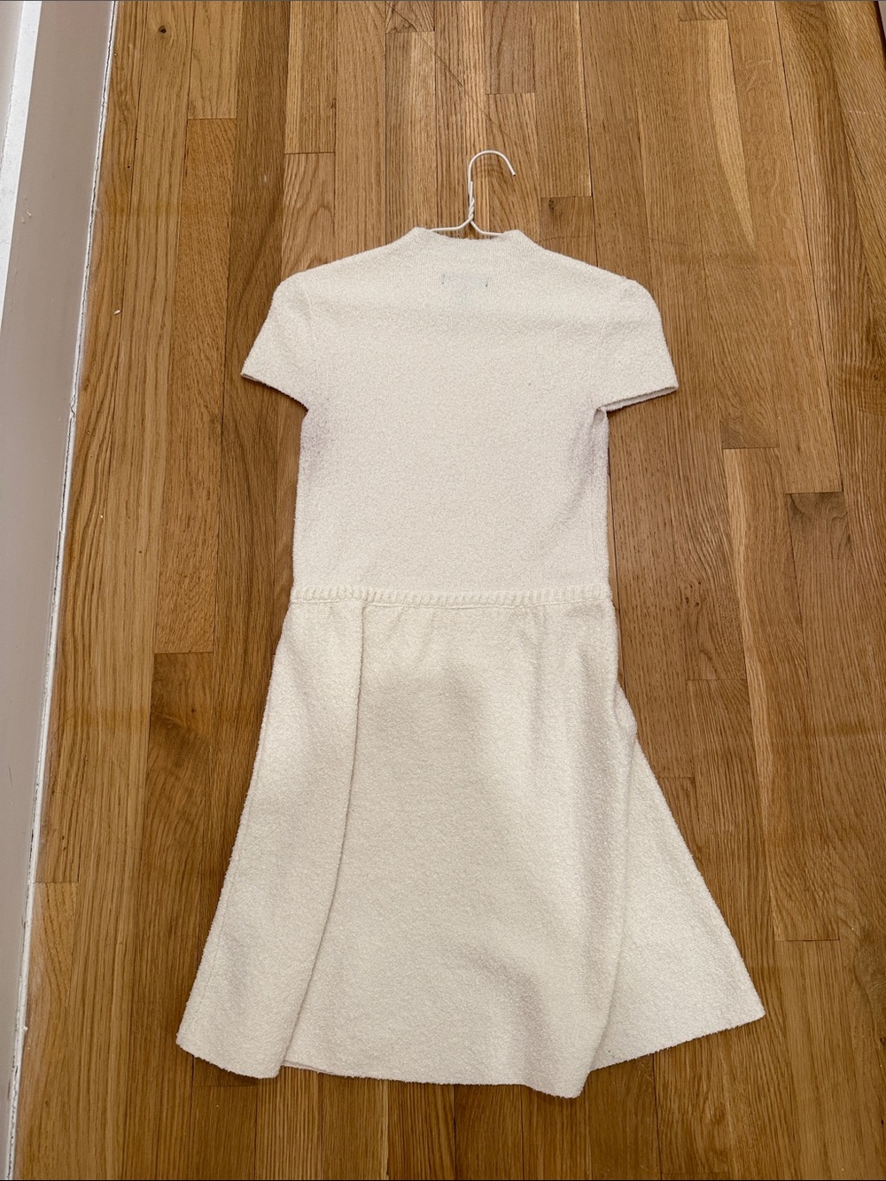 Cream Short Sleeve Textured Dress
